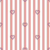 seamless multicolour heart shape  from line art pattern on stripe background , kids pattern vector