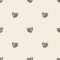 seamless monochrome simple hand draw heart pattern on white background , kids pattern vector