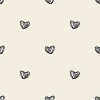 seamless monochrome simple hand draw heart pattern on white background , kids pattern vector