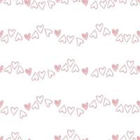 seamless pink hand draw heart from chalk paint colour pattern background , kids pattern vector