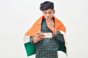 Young indian man celebrating indian republic day or independence day photo