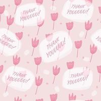 seamless cute pink flower pattern background with thank you word ,thank you card vector