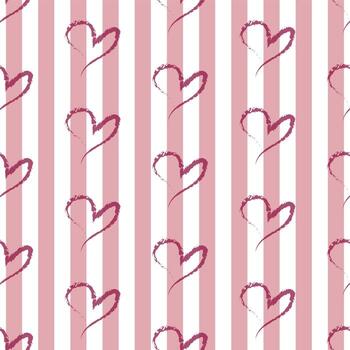 patrón de corazón transparente sobre fondo de rayas rosa vector