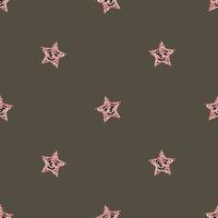 seamless pink glitter  star with smile face pattern background , wink vector pattern ,kids pattern