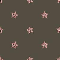 seamless pink glitter  star with smile face pattern background , wink vector pattern ,kids pattern