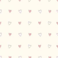 seamless sweet pink hand draw heart from chalk paint colour pattern background , kids pattern vector