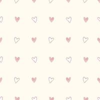 seamless sweet pink hand draw heart from chalk paint colour pattern background , kids pattern vector