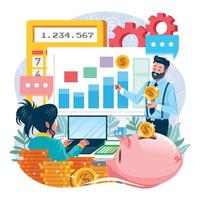 Financial Literacy Teaching Concept vector