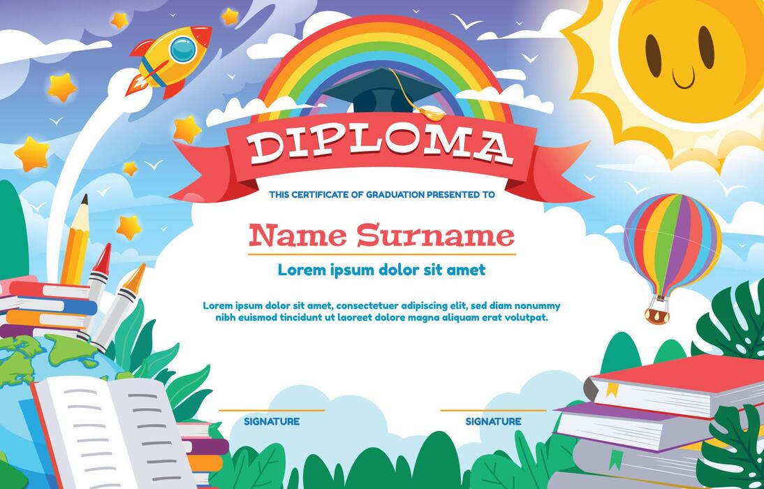 Kindergarten Certificate Vector Art, Icons, and Graphics for Free Download for Award Editable Free Printable Kindergarten Certificate Templates