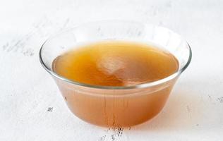 Bowl of beef bone broth photo