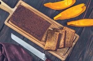 Pumpkin bread flat lay photo