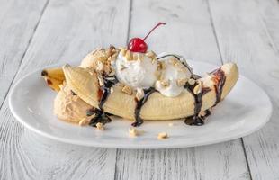 Banana split American ice-cream based dessert photo