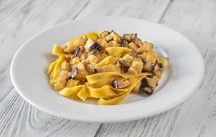 Creamy garlic eggplant and parmesan pasta photo