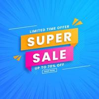 Super sale special offer banner with offer details vector
