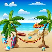 Summer holiday beach and coconut trees background vector