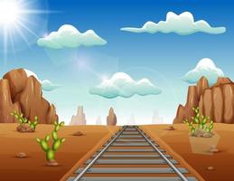 Train track in wild west background vector