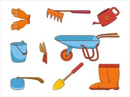 garden tools in flat style set bundle vector