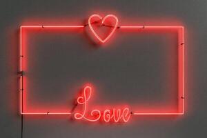 neon frame with a heart and the word LOVE photo