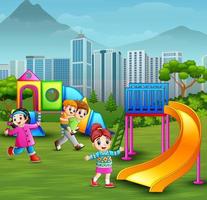 Children playing in the playground vector