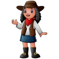 Curly hair cowgirl isolated on white background vector