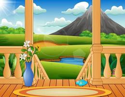 Terrace overlooking a beautiful nature landscape vector