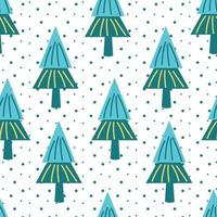 Vector cartoon seamless pattern with pines and polka dot. Good for childish design.