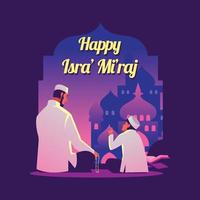 Son Ask About Isra' Mi'raj History to His Father vector