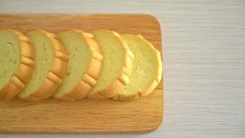 potatoes bread sliced on wood board video
