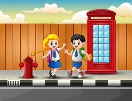 Happy student walking and going to school vector