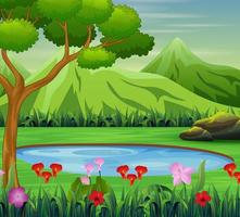 Background scene with pond vector