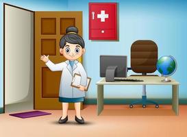 Female doctor holding a medical prescription vector