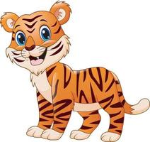 dibujos animados de tigre sonriente aislado sobre fondo blanco vector