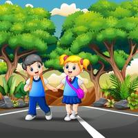 Happy student walking and going to school vector