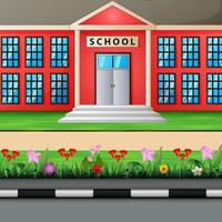 Cartoon a school building from the front vector