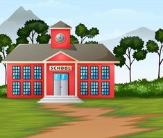 School building in nature background vector