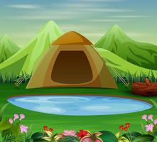 acampar en un hermoso paisaje natural vector