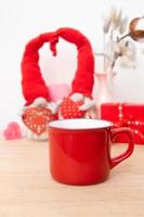 mock-up red cup and  Gnomes for Valentines Day home decoration photo