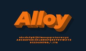 modern alphabet  3d dark orange   text effect or font effect design vector