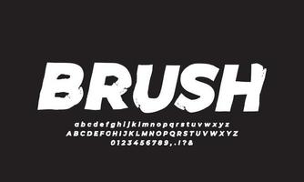 Brush font paint art black and white alphabet numbering vector design