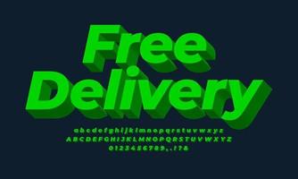 green 3d strong text effect or font effect design alphabet vector