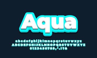 aqua with white 3d  font effect or text styles design vector