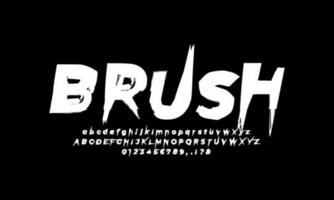 Brush font paint art black and white alphabet numbering vector design