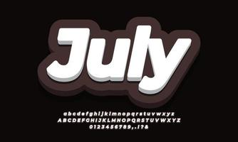 julio mes texto 3d chocolate diseño vector