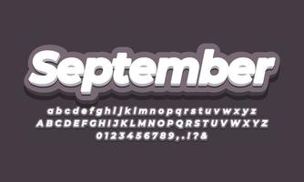 September month text  3d dark design vector