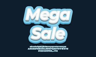 anuncios de texto de mega venta diseño azul 3d vector