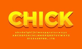 diseño de efecto de texto colorido de pollo vector