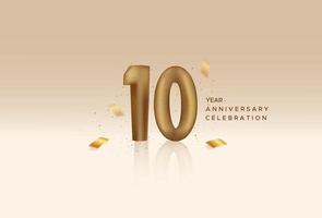 Happy ten Anniversary with a luxurious and elegant gold number vector