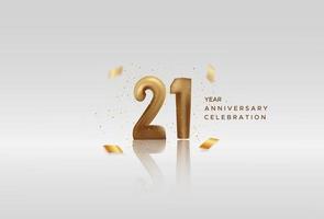 Twenty-first anniversary with gold numbers on white silver background vector