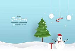 Merry Christmas background in paper style vector