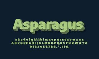 modern alphabet 3d soft green  text effect or font effect design vector